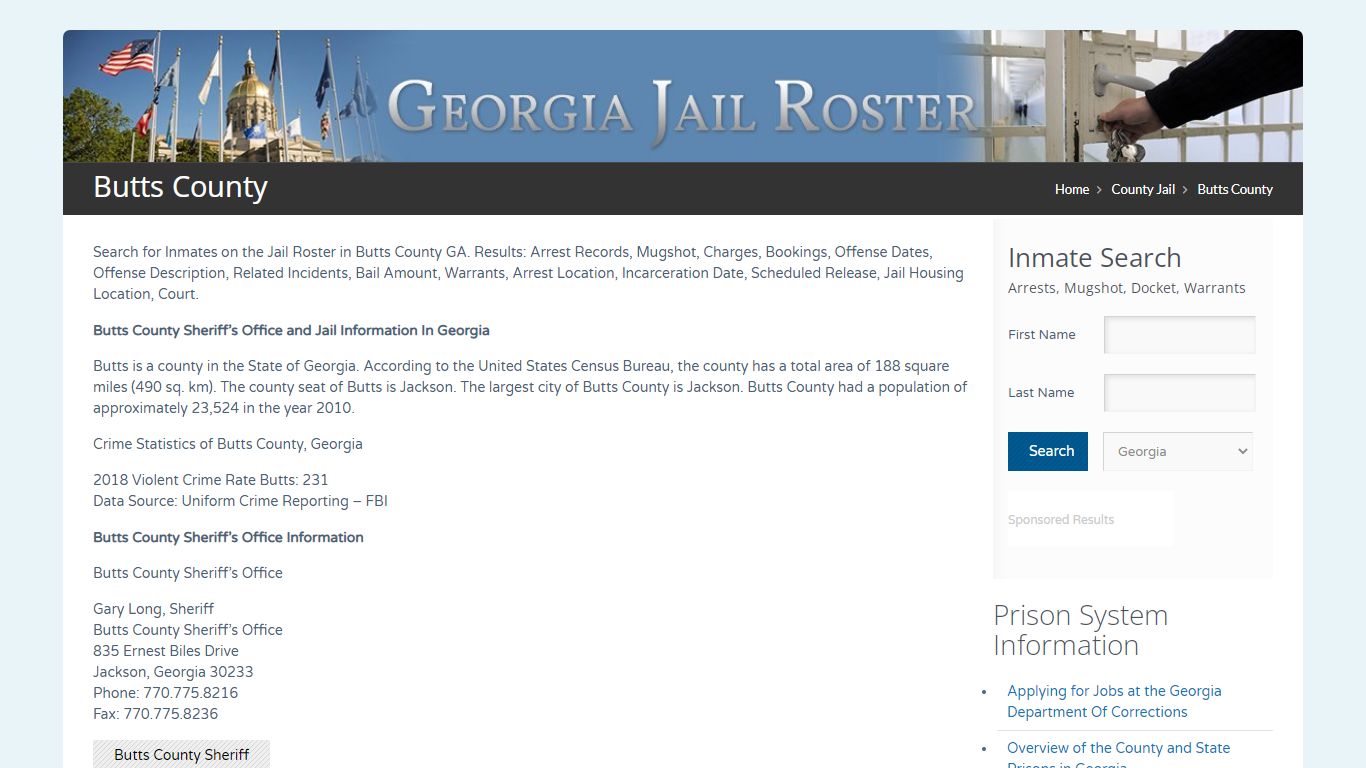 Butts County | Georgia Jail Inmate Search